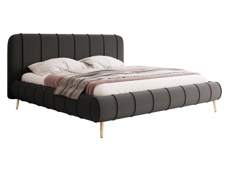 Łóżko tapicerowane MIRJAN 24 Slim XI 120x200 stalowy + złote nogi 1 szt.