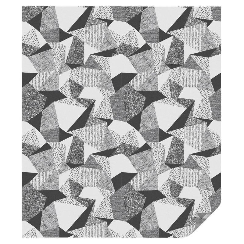 Naklejka na okno witraż Tulup 100x116 cm Efekt Mrożonego Szkła Geometryczne trójkąty linie kropki szarość 1 rol.