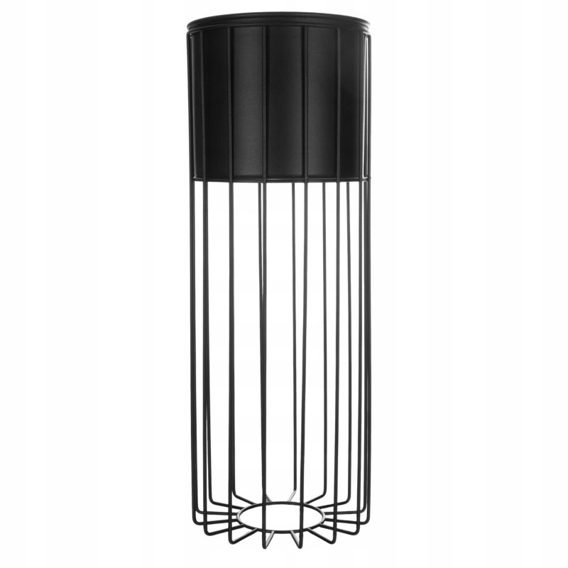 Urokliwe Wnętrza Kwietnik Stojący Metal Czarny Matowy Stojak Loft Druciany 55Cm - 1 szt.