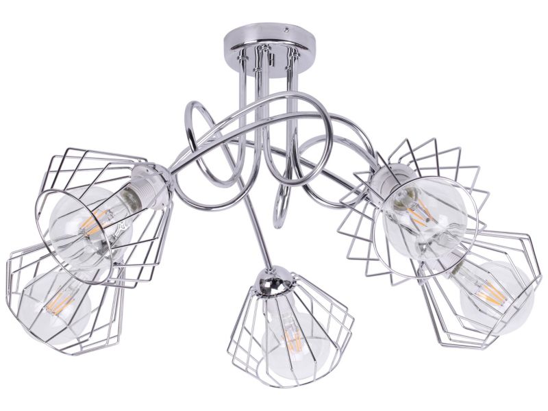 Lampa sufitowa wisząca Light Home LH Edison Chrom 5x E27 60W klosz metal srebrny 1szt.