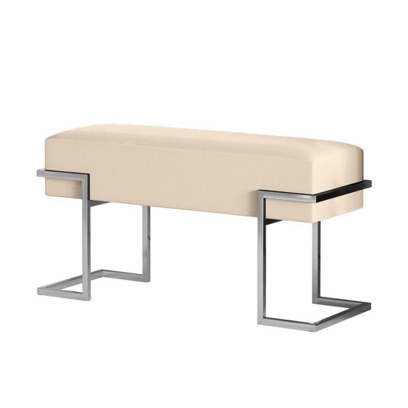 Ławka tapicerowana Bettso Cely 100 cm do przedpokoju na chromowanym stelażu jasnobeżowy 1szt.