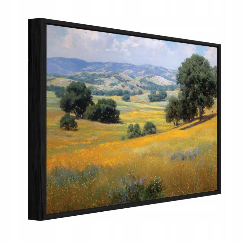 Obraz W Ramie WALLARENA Do Sypialni Salonu Na Płótnie Krajobraz Natura Pole Zielony 60x40 cm PPR16335O4 1 szt.