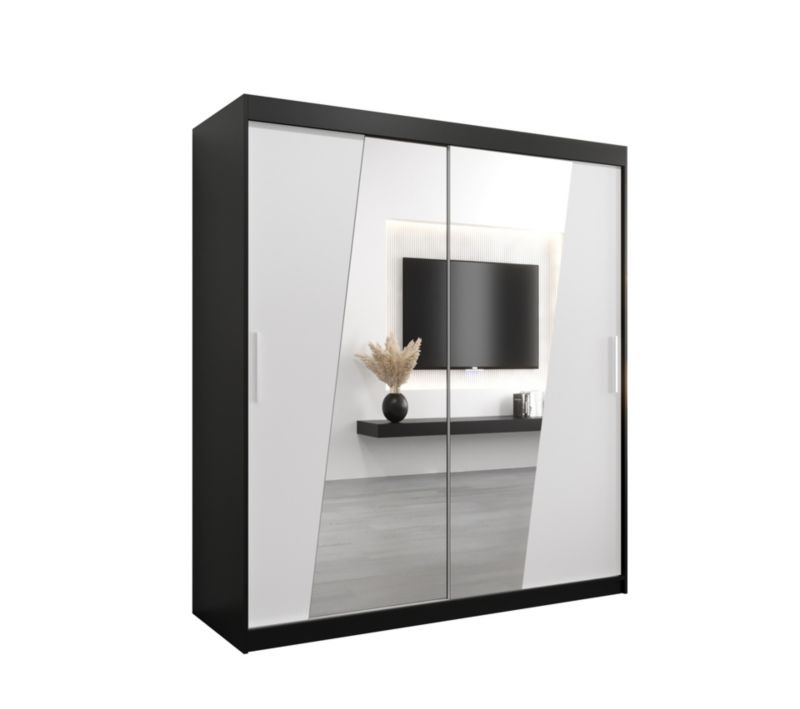 Szafa przesuwna Garderoba Abiks RHOMB 180 czarny mat + biały mat 1 szt.