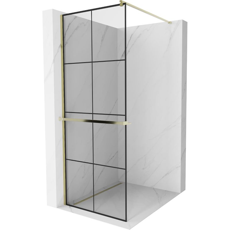 Ścianka prysznicowa Mexen Kioto+ czarny wzór złoty 80x200 cm 800-080-121-50-77 1 szt.