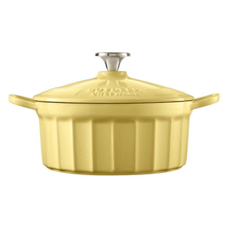 Naczynie żeliwne emaliowane BUYDEEM CP521 2,9 l retro z pokrywą do gotowania i pieczenia pastelowe żółte 1 szt.