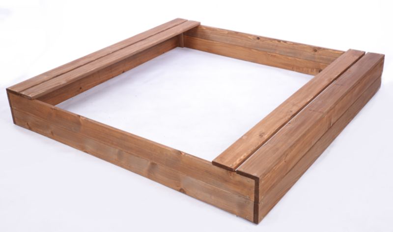 Piaskownica drewniana MODO24 z ławeczkami z plandeką 140 x 137 cm impregnacja brązowa 1 szt.