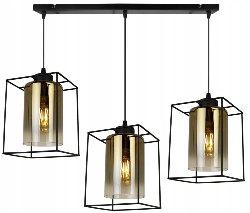 Lampa sufitowa wisząca Light Home LH Hella Cage 3x E27 60W szkło złoty 1szt.