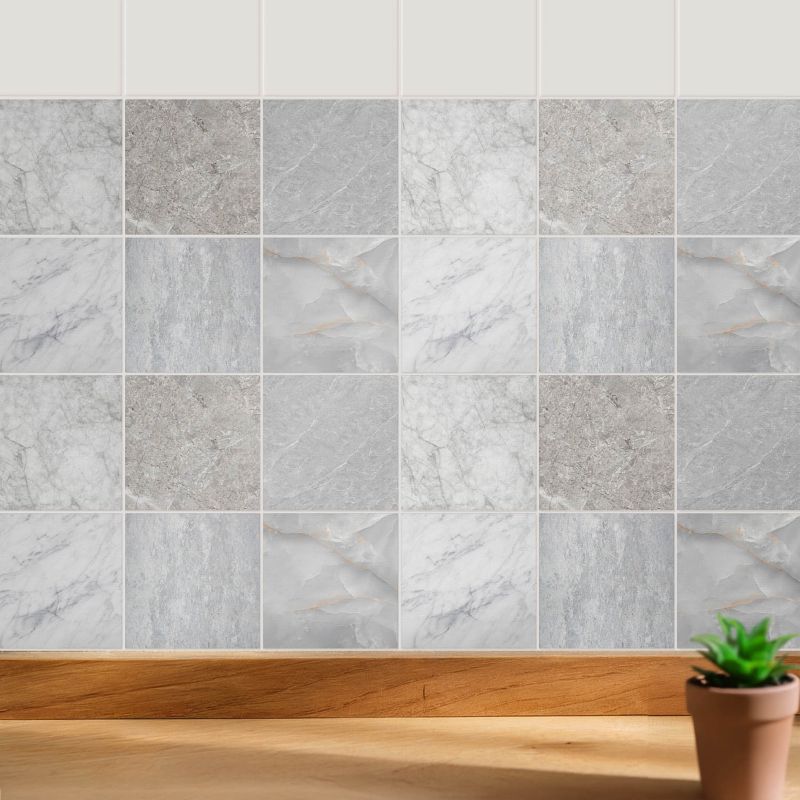 Naklejki na kafelki Wallfluent 15x15 cm Marmurowe tekstury samoprzylepna folia 24 szt.