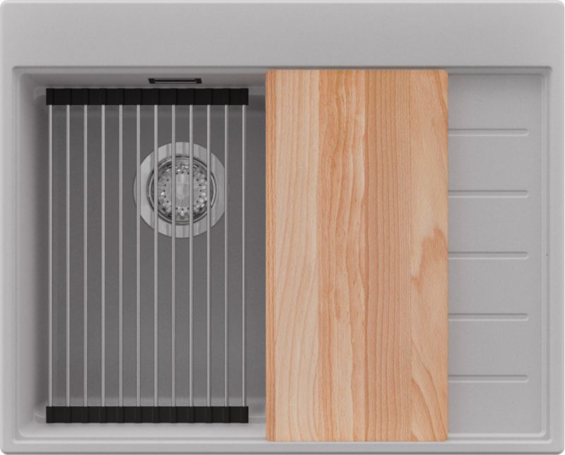 Zlewozmywak Sydney PRIMAGRAN Nablatowy 62x50cm do szafki od 40cm, Szary + Syfon + Akcesoria, S078, 1 szt.