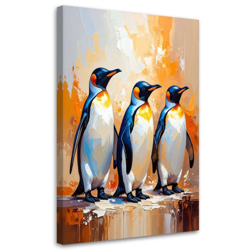 Obraz do pokoju młodzieżowego Feeby Kolorowe Pingwiny Ptaki 80x120cm 1szt