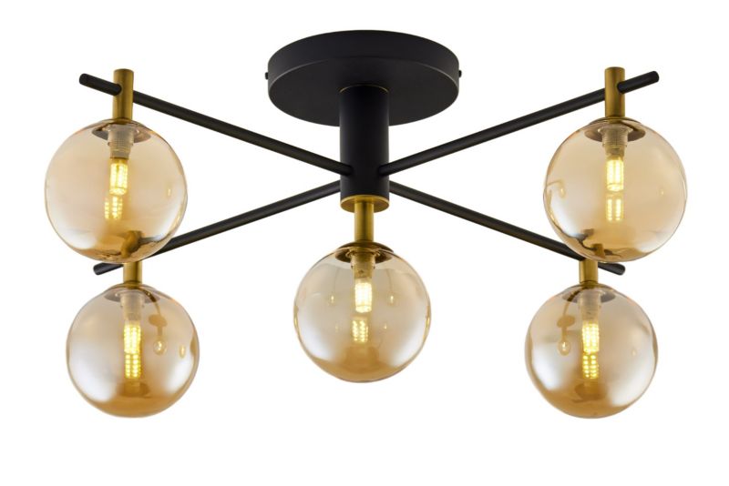 Lampa sufitowa Jupiter FIGARO czarno-złoto-bursztynowa 5xG9x8W IP20 - 1 szt