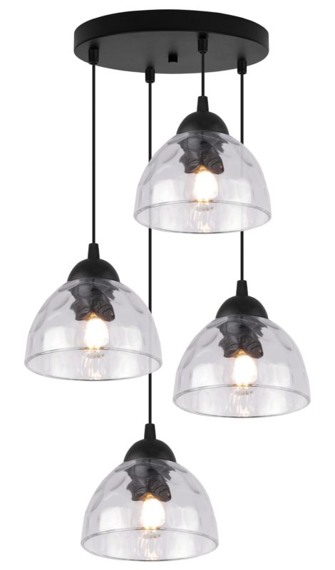 Lampa sufitowa wisząca Light Home LH Venice 4x E27 60W okrągły klosz bezbarwny 1szt.