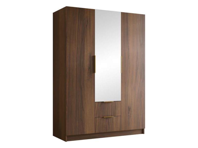 Szafa pokojowa z lustrem MIRJAN 24 Calwi II 150 orzech warmia + złoty 1 szt.