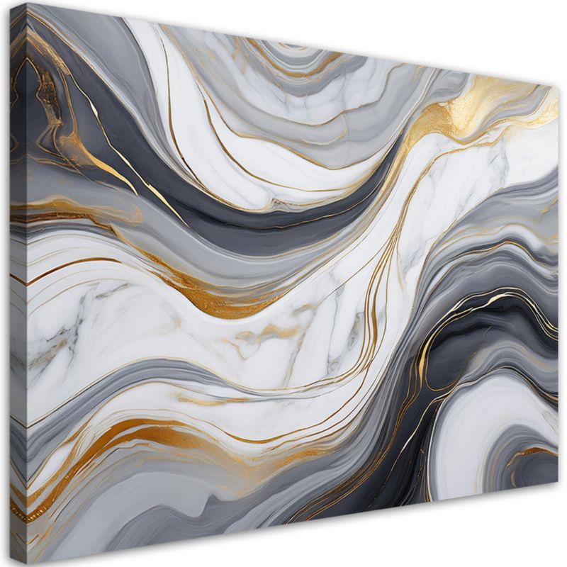 Obraz na płótnie Feeby Szaro Biały Marmur ze Złotem 100x70cm 1szt
