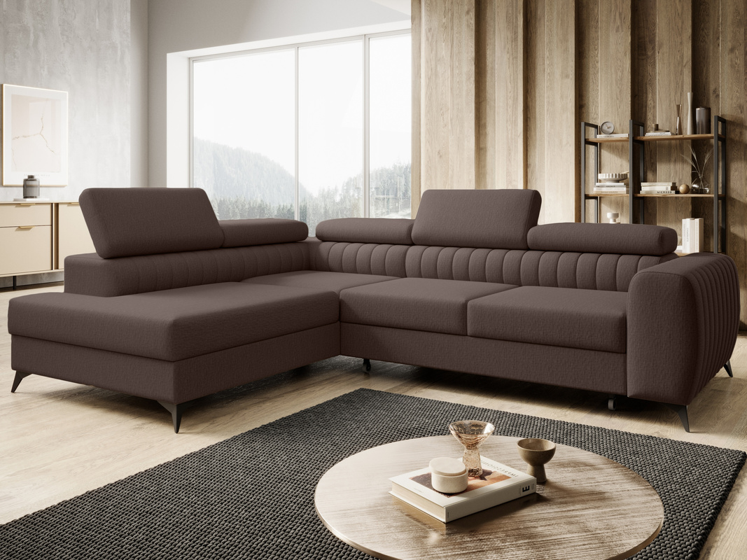 Rogówka salonowa z funkcją spania PAULLETTO regulowane zagłówki