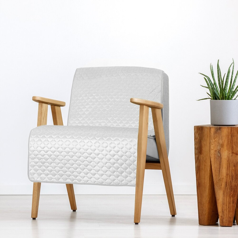 Narzuta na fotel 70x160 cm DOLCE biała pikowana z geometrycznym wzorem