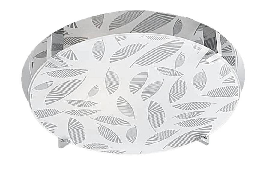 Biały plafon sufitowy okrągły 30 cm do salonu FIKUS chrom-szkło