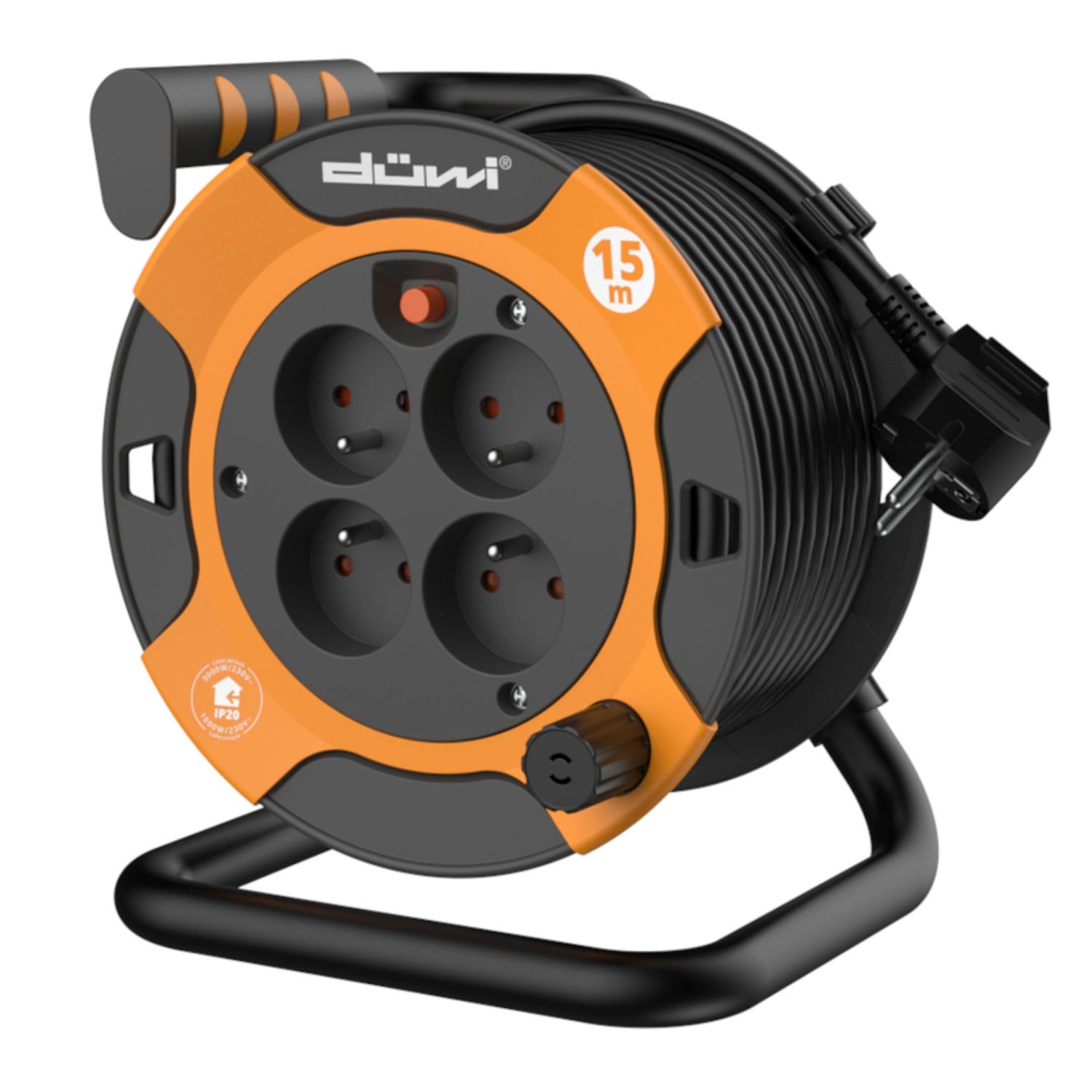 Düwi Przedłużacz bębnowy 4x2P+Z 15 m pomarańczowo-czarny