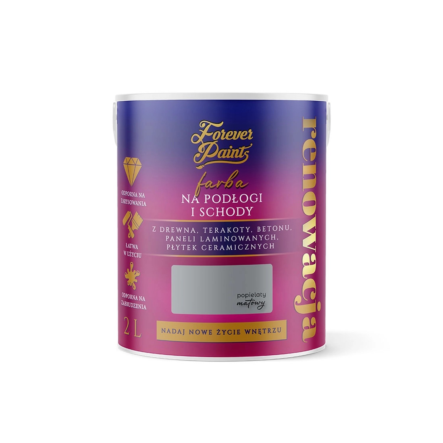 Farba Forever Paints do podłóg i schodów popielata 2L