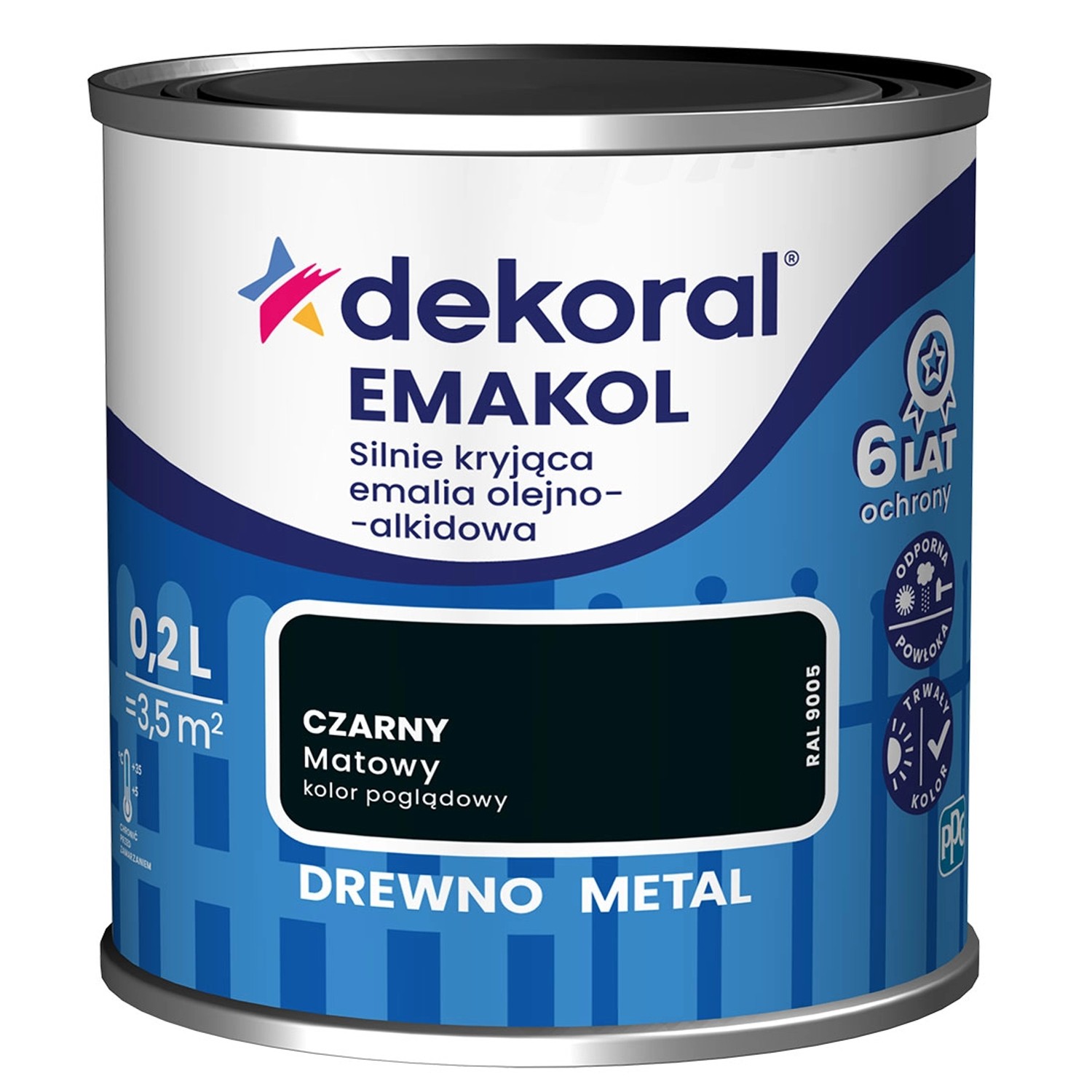 Dekoral Emalia Emakol Strong czarny matowy 200 ml
