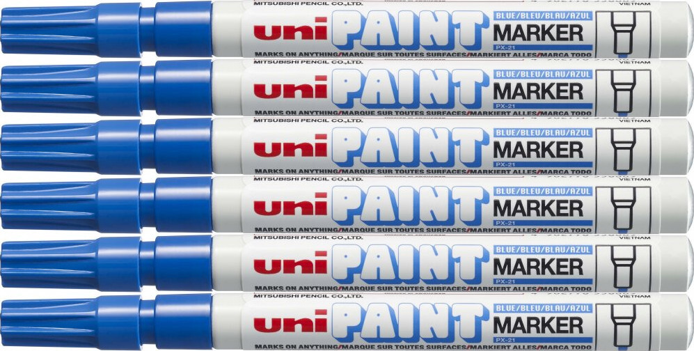 6x Marker olejowy Uni PX-21, okrągła, 1.2 mm, niebieski