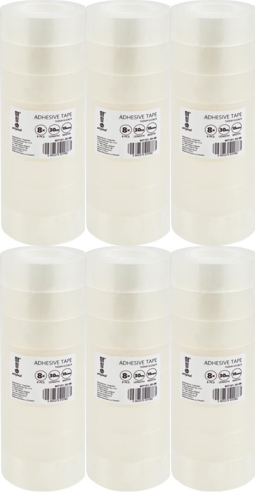 6x Taśma klejąca MemoBe 18mmx30m, 8 sztuk, przezroczysty