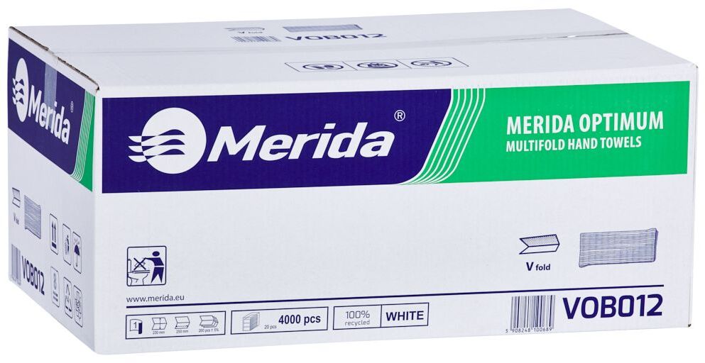 20x Ręcznik papierowy Merida, jednowarstwowy, w składce V, 200 składek, biały