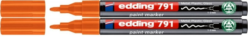 2x Marker olejowy edding e-791 PCR, okrągła, 1-2 mm, pomarańczowy