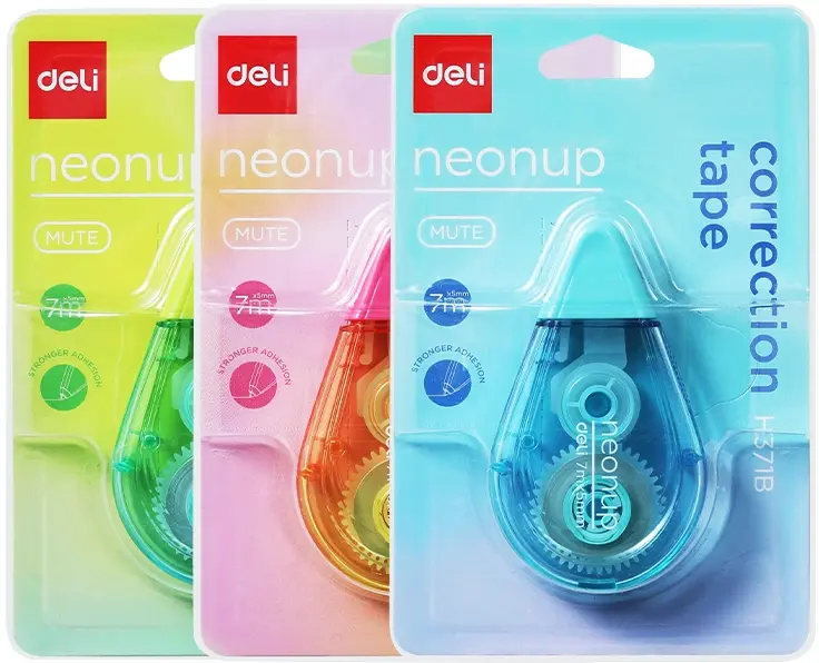 Korektor w taśmie Deli Neonup, 5mmx7m, 1 sztuka, mix kolorów