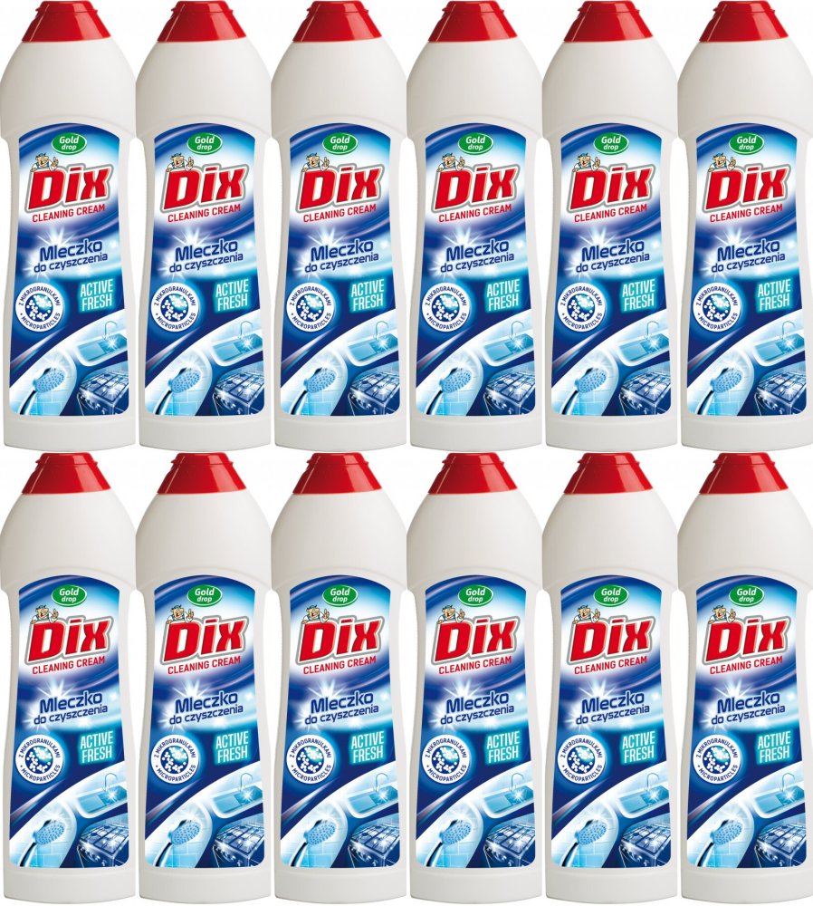 12x Mleczko do czyszczenia Dix Active Fresh Gold Drop, z mikrogranulkami, świeży, 700g (500ml)