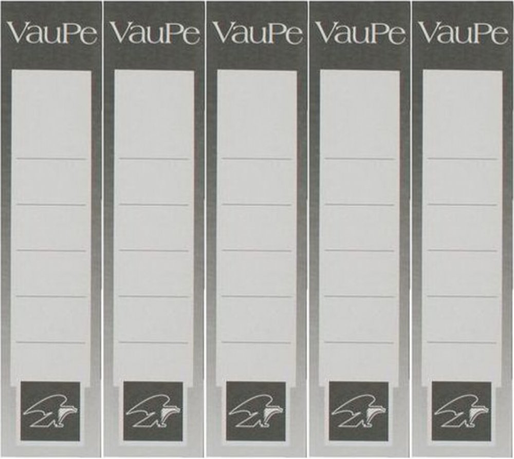 5x Etykiety do segregatorów VauPe, wsuwane, 33x152mm, 25 sztuk, biały