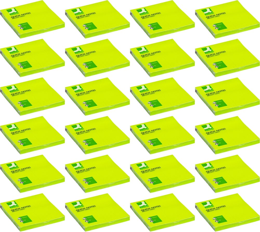 24x Karteczki samoprzylepne Q-connect Brilliant, 76x76mm, 80 karteczek, zielony neonowy