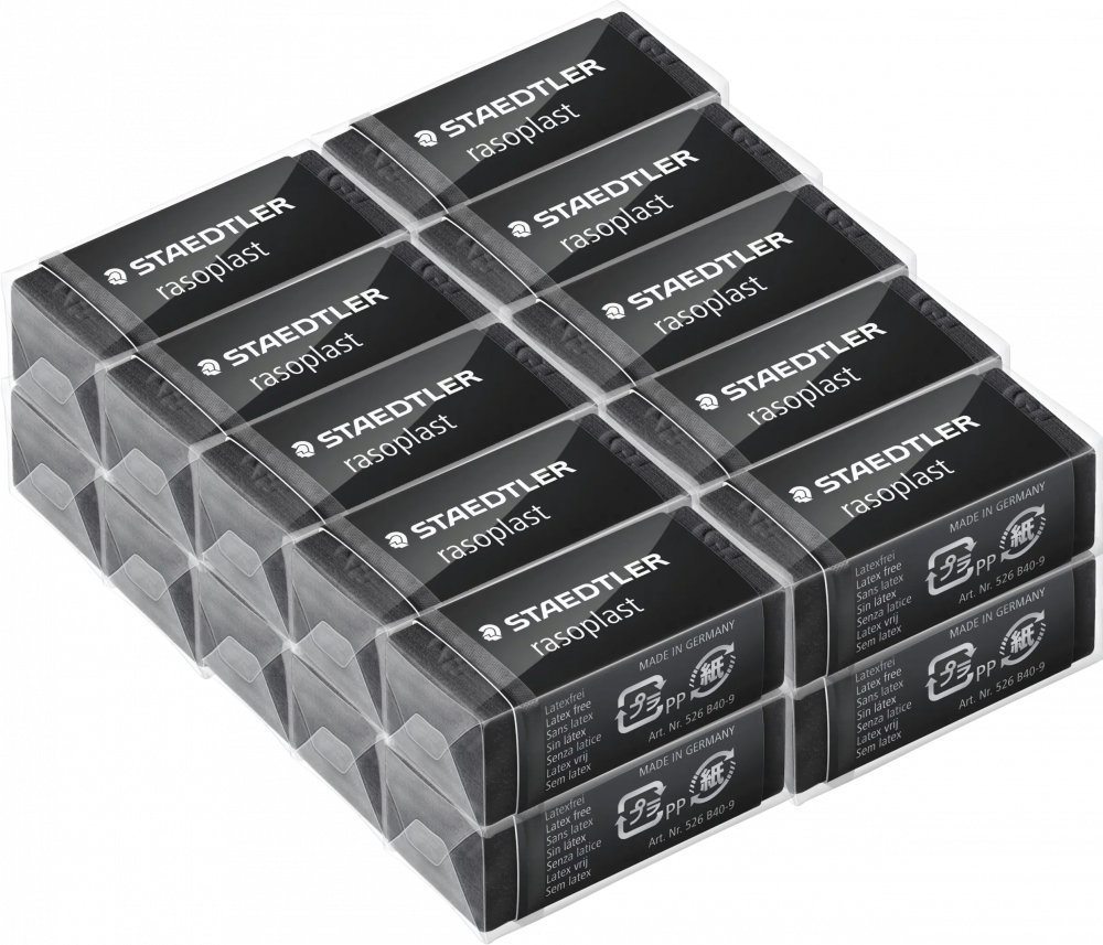 20x Gumka ołówkowa Staedtler, Rasoplast, 33x16x13mm, czarny
