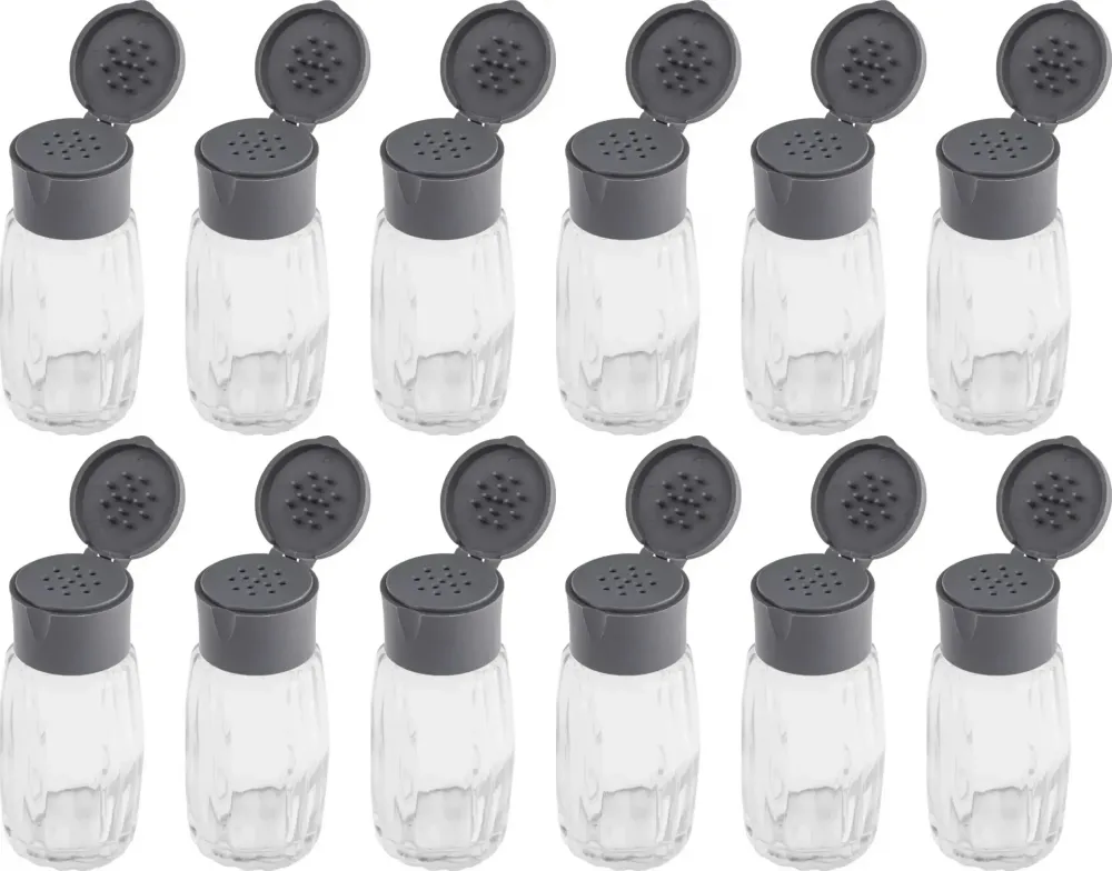 12x Pojemnik na przyprawy Altom Design, 50ml, szkło, mix kolorów klapek