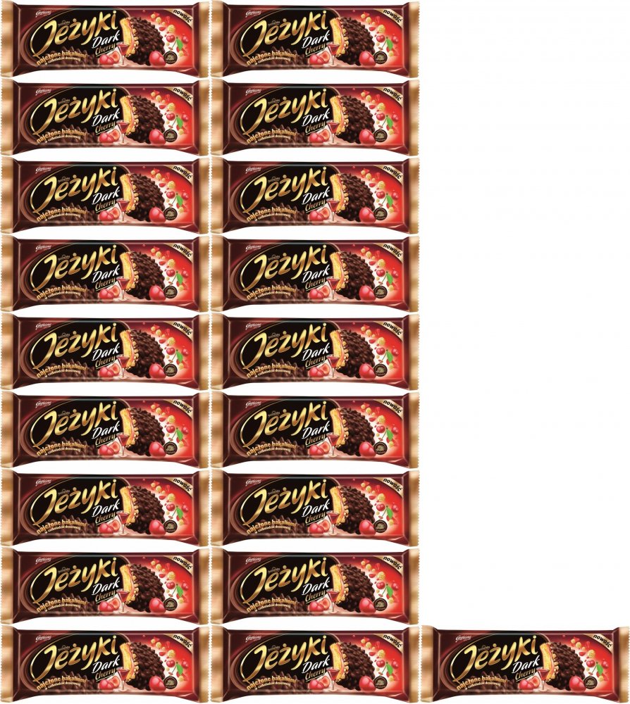 20x Ciastka Jeżyki, wiśniowy w ciemnej czekoladzie, 140g