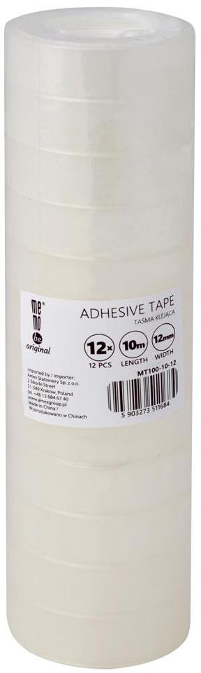 Taśma klejąca MemoBe 12mmx10m, 12 sztuk, przezroczysty