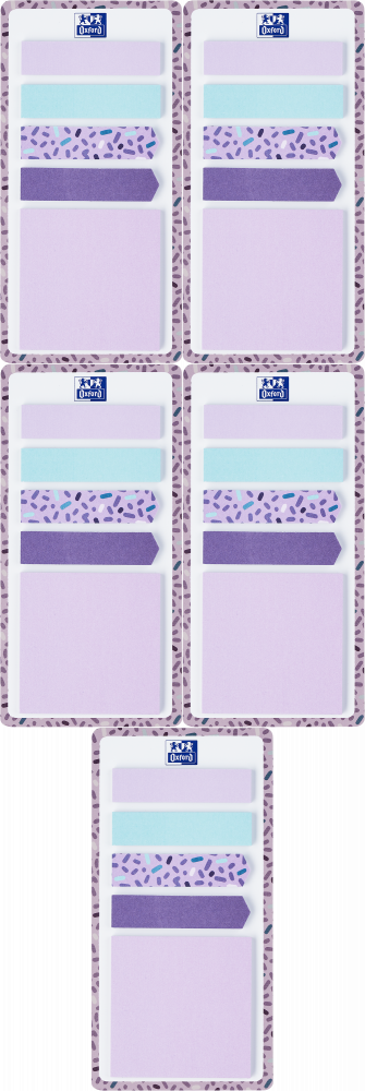 5x Zakładki samoprzylepne indeksujące + karteczki samoprzylepne Oxford Kids, 5x25 sztuk, mix kolorów