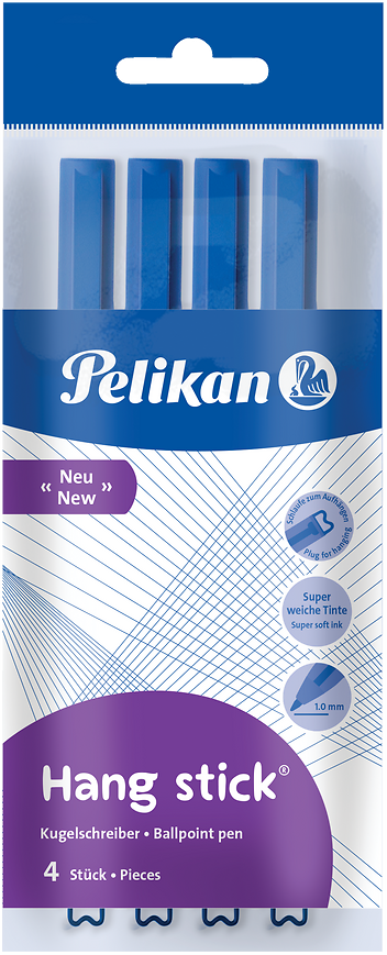Długopis Pelikan Hang Stick, 4 sztuki, niebieski