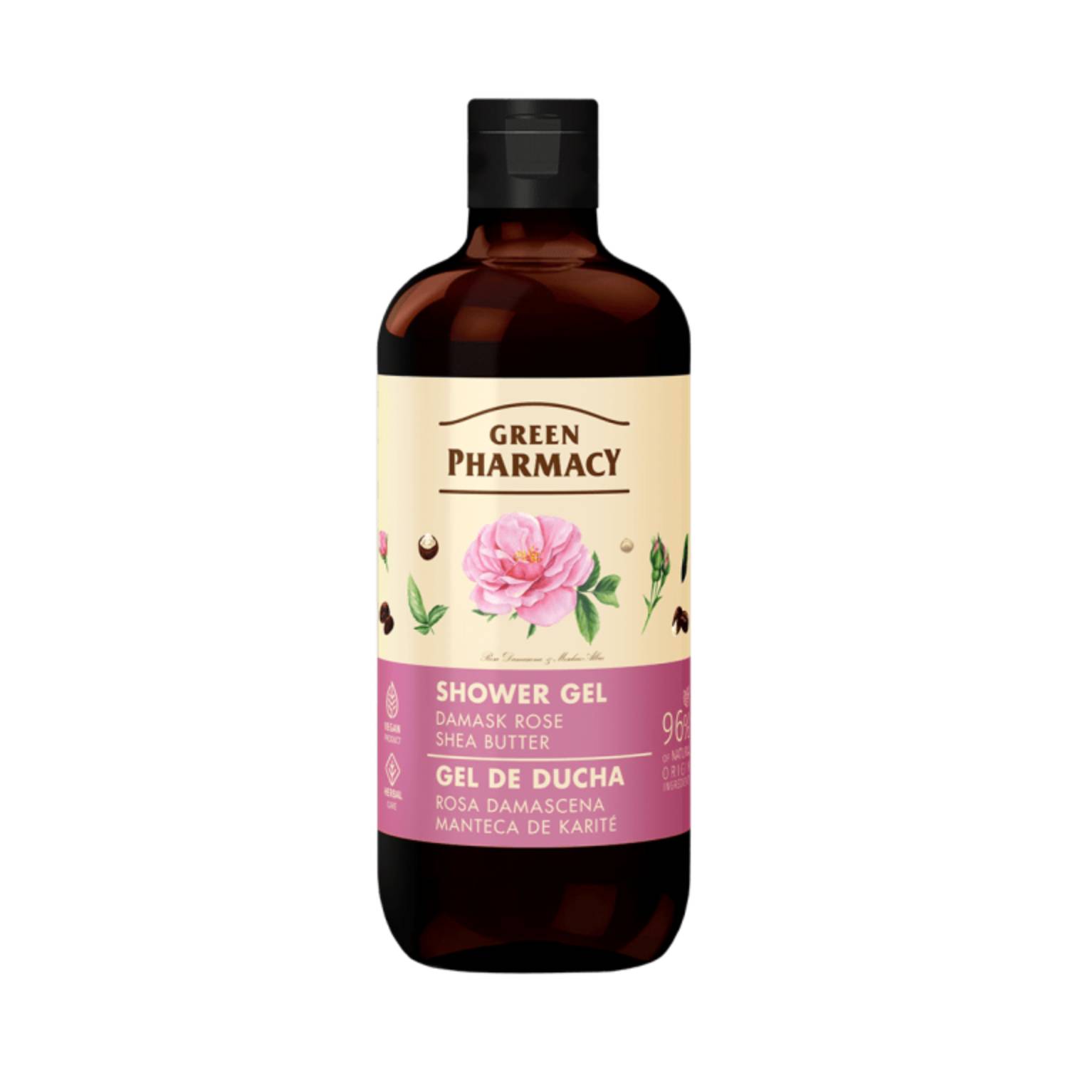 Green pharmacy - żel pod prysznic, róża damasceńska i masło shea, 500 ml