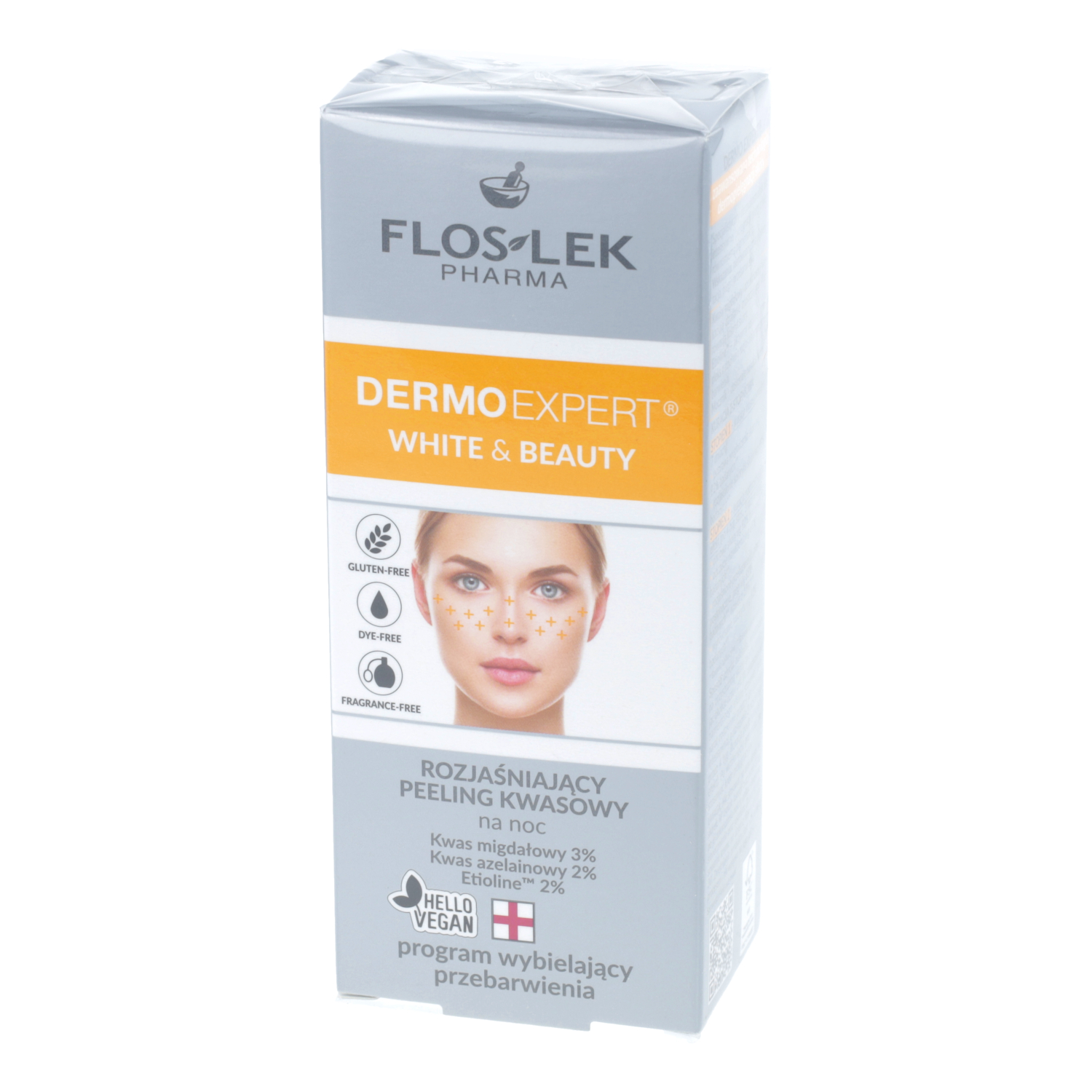 Floslek dermo expert - white and beauty rozjaśniający peeling kwasowy na noc, 30 ml