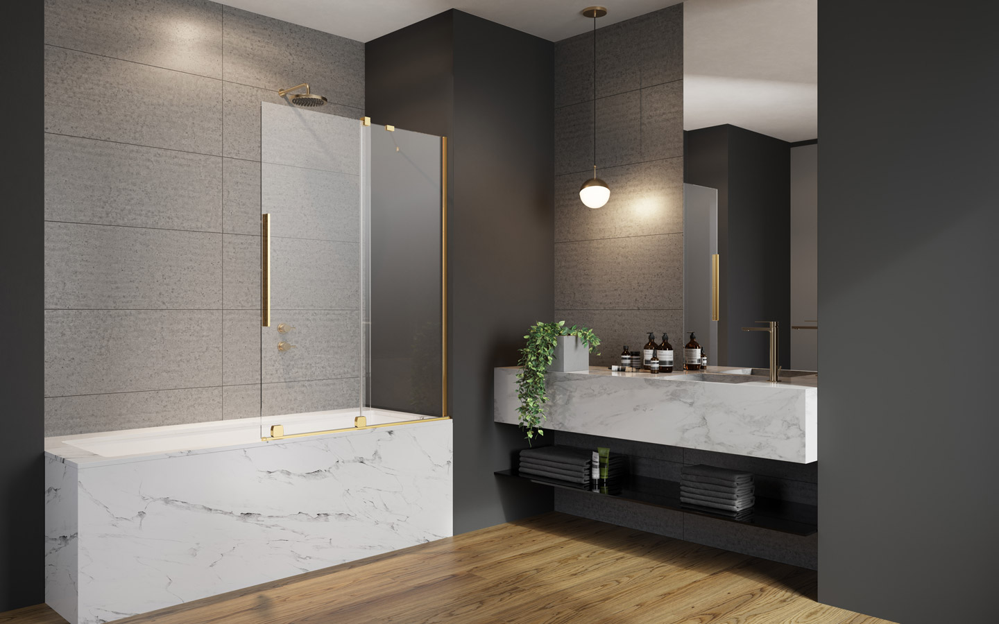 Radaway Furo PND II drzwi parawanu 63,8 cm prawe złoty/szkło przezroczyste 10109638-09-01R