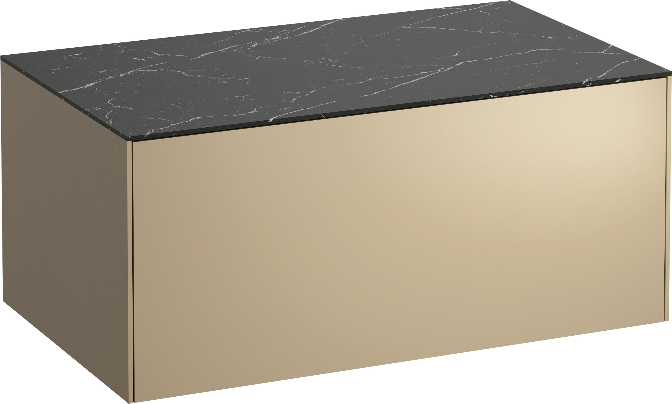 Laufen Sonar szafka 77 cm podumywalkowa wisząca z blatem złoty połysk H4054100341401