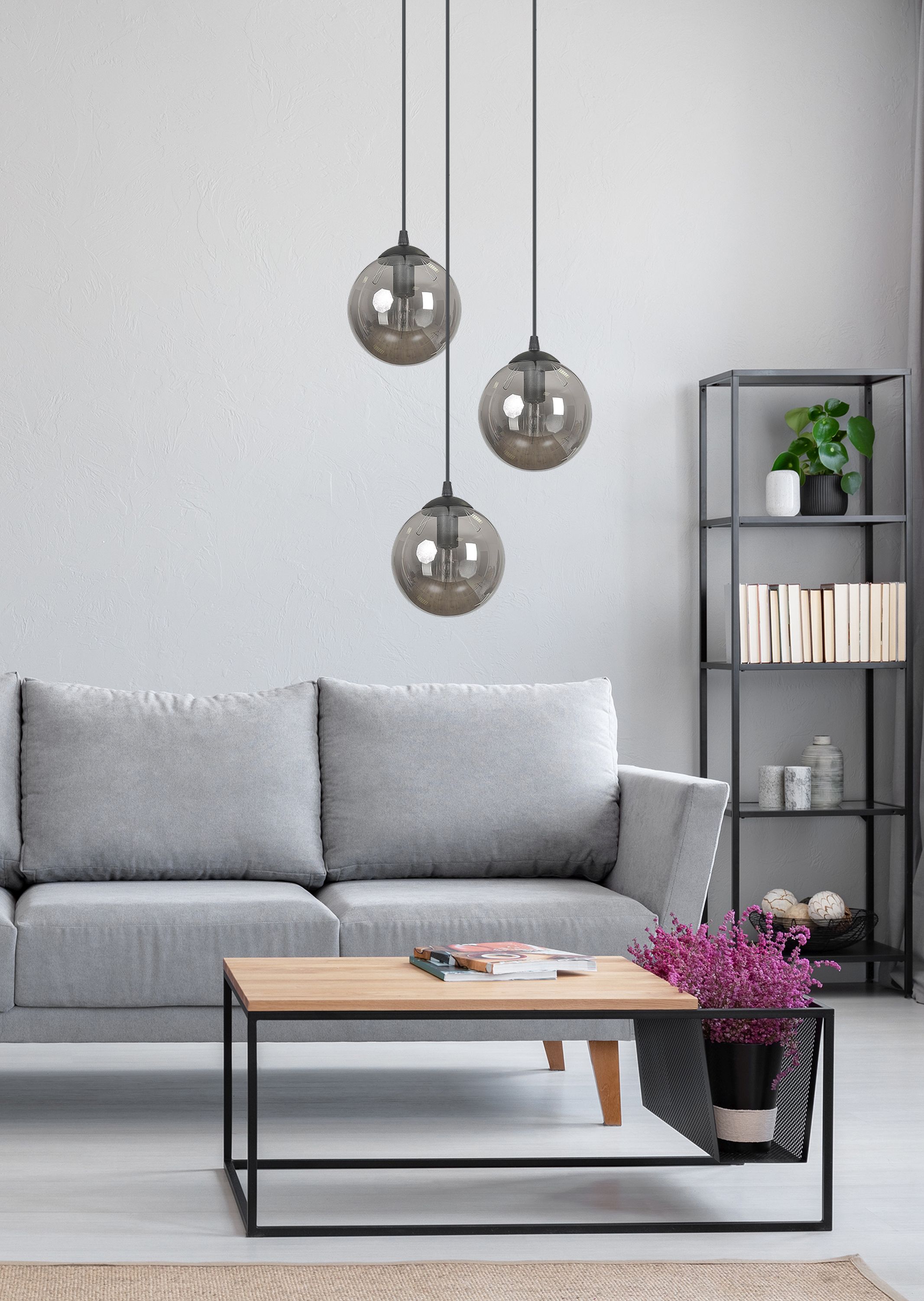 Emibig Cosmo lampa wisząca 3x10 W czarna-grafitowa 712/3PREM