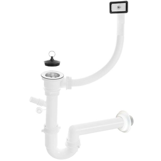 KUCHINOX Syfon 2" z przelewem do zlewozmywaka 1-komorowego inox