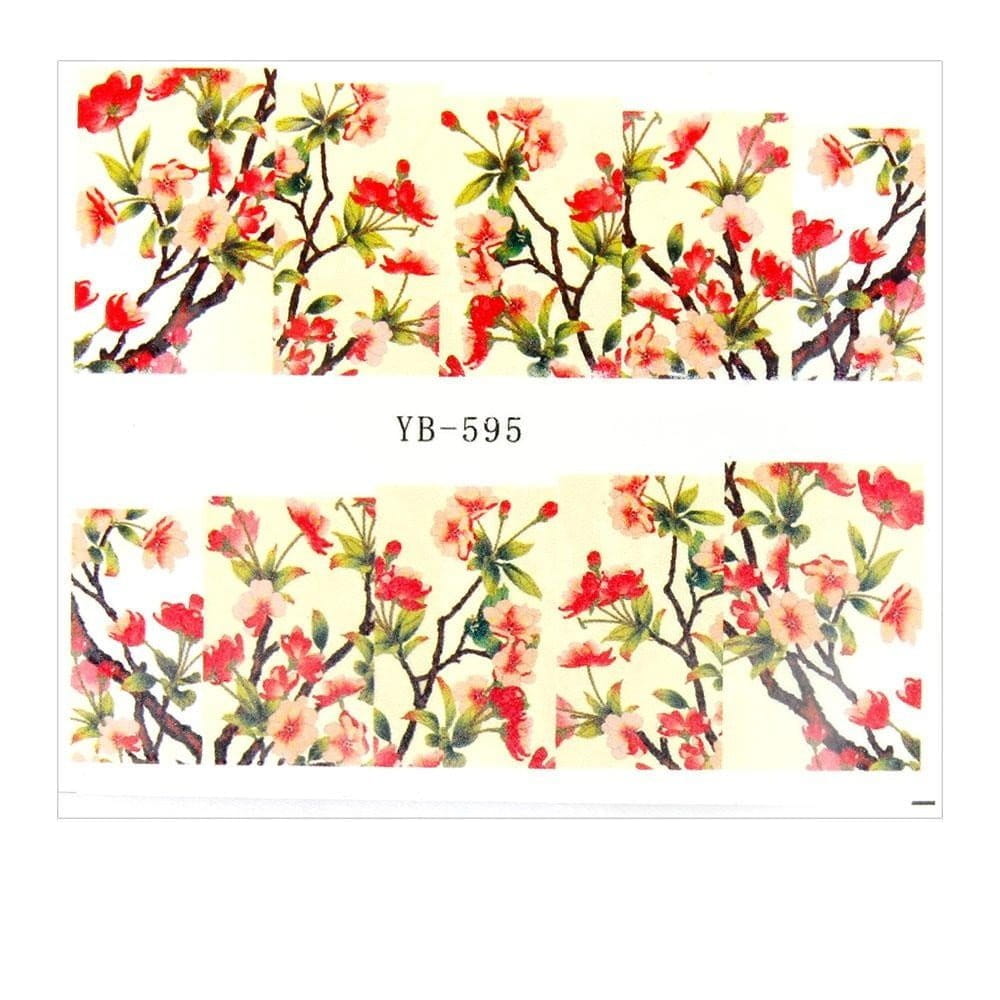 Naklejki wodne do paznokci arkusz 6,5 x 5,5 cm na 10 palców yb Nr 595