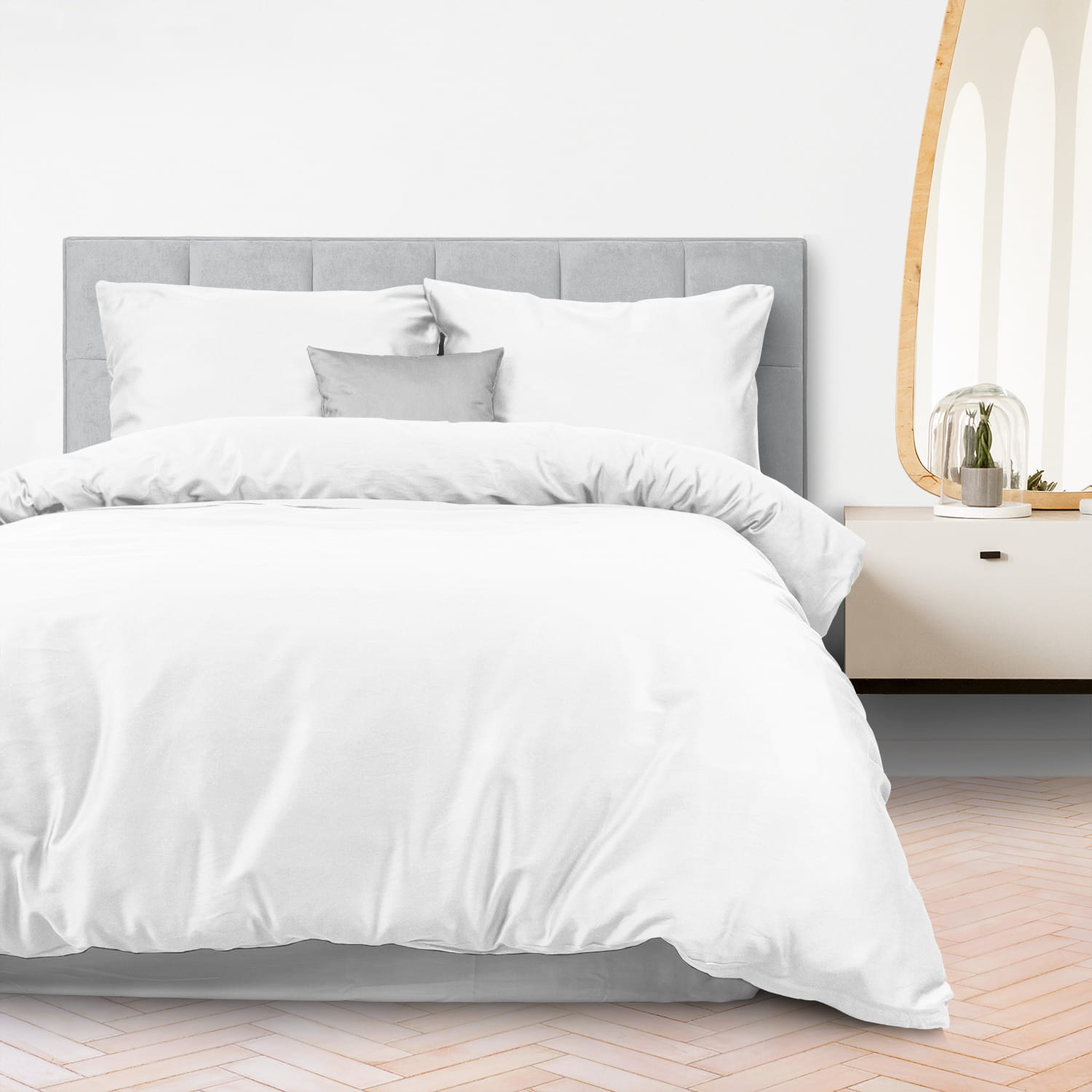 Pościel satyna bawełniana BIAŁA 140x200 + 1posz. 70x80