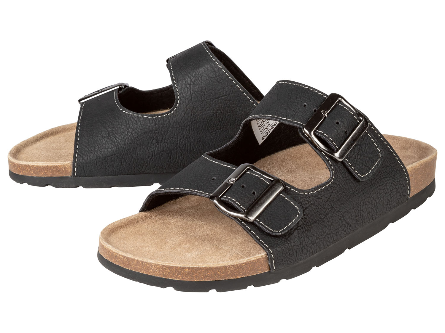 footflexx Klapki męskie, z regulowanymi klamrami, 1 para 46, Czarny