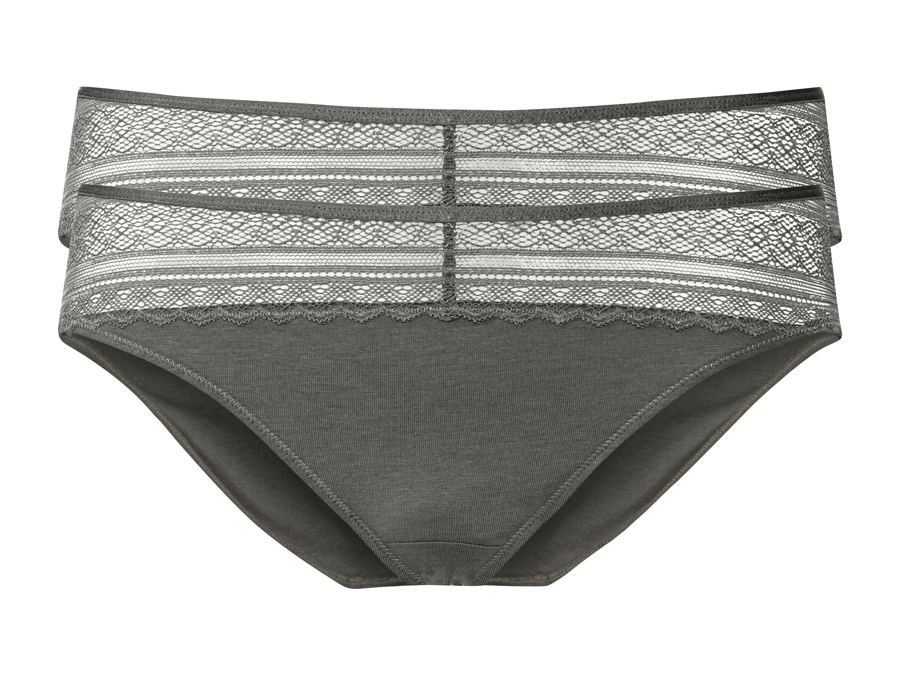 esmara Majtki damskie z koronką, z bawełną, 2 pary XS 32/34, Zielony