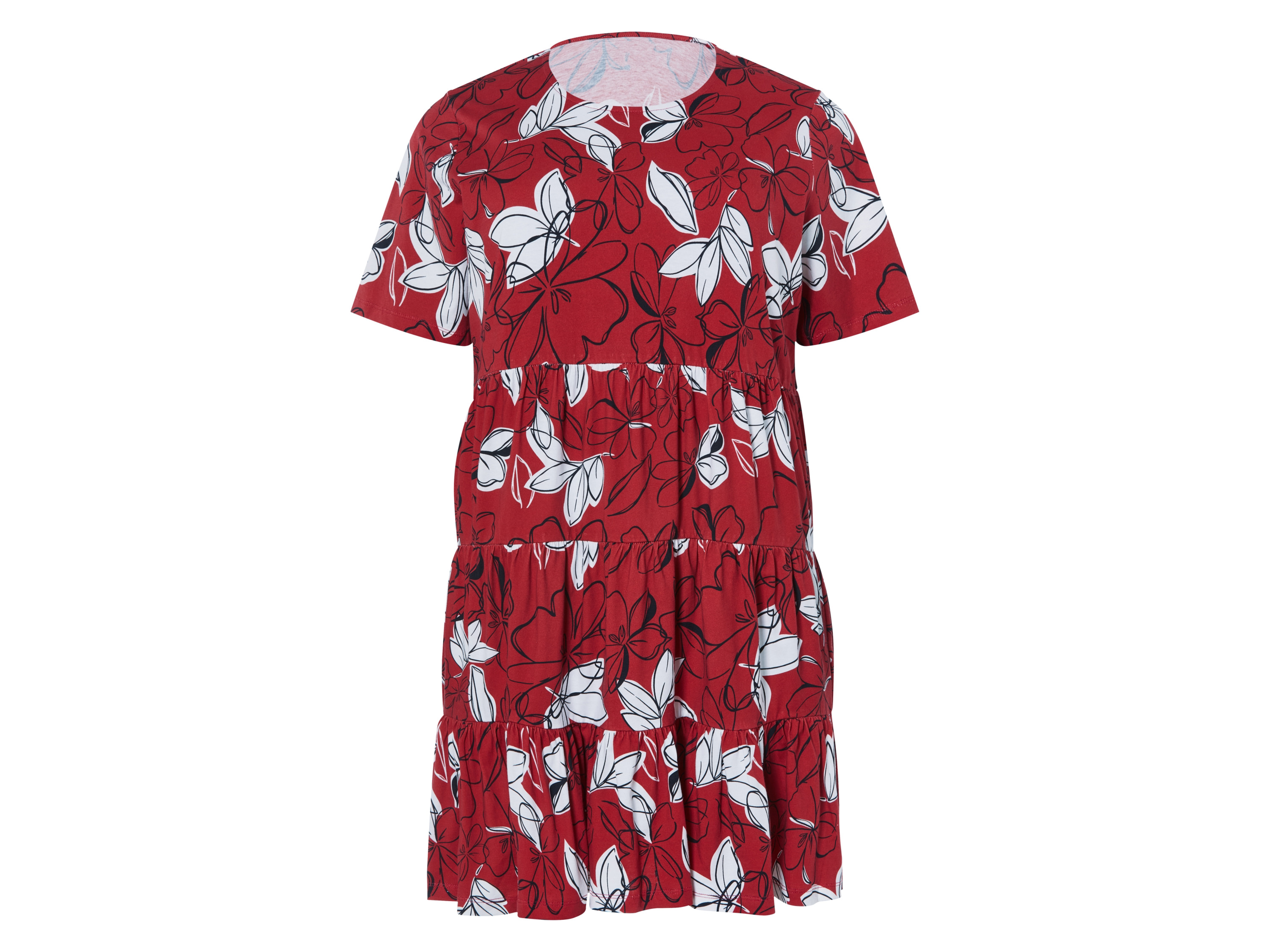 esmara Sukienka damska z bawełną i modalem Wzorzysty/czerwony, 3XL 56/58