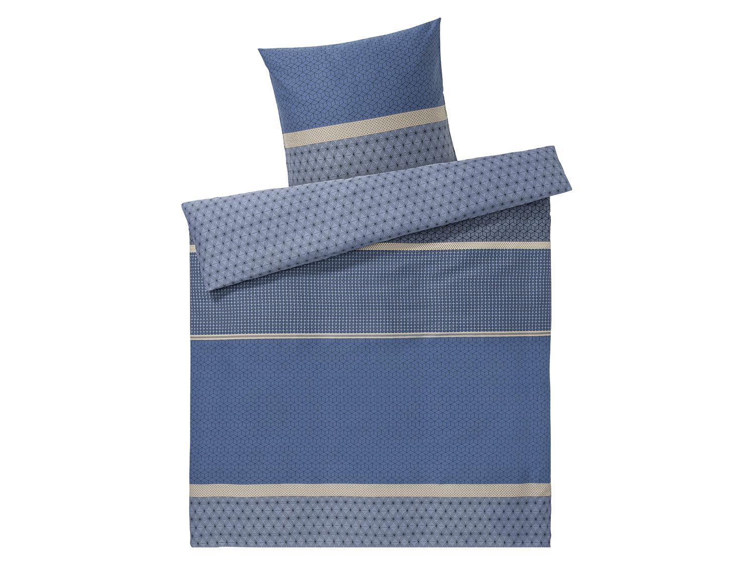 meradiso Pościel satynowa dwustronna 140 x 200 cm Niebieski w paski